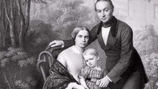 Lothar von Faber avec son épouse Ottilie et leur fils Wilhelm