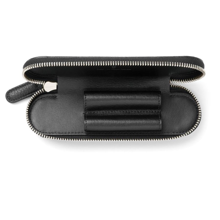 Graf-von-Faber-Castell - Portapenne Cashmere con zip per 2 strumenti, Nero