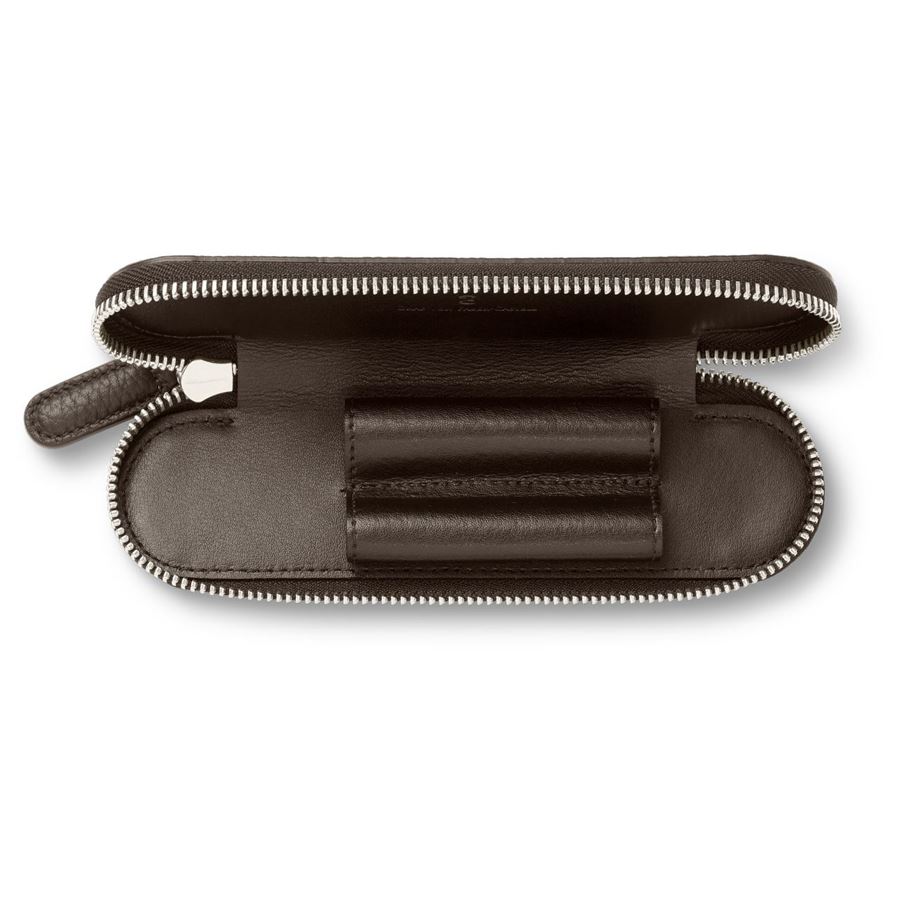 Graf-von-Faber-Castell - Portapenne Cashmere con zip per 2 strumenti, Moka