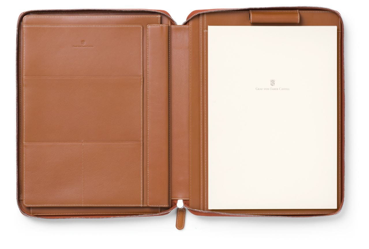 Graf-von-Faber-Castell - Conferencier A4 avec pochette pour tablette zippée, cognac
