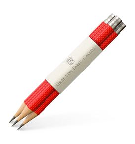 Graf-von-Faber-Castell - 3 crayons graphite de poche Guilloché, Rouge Indien
